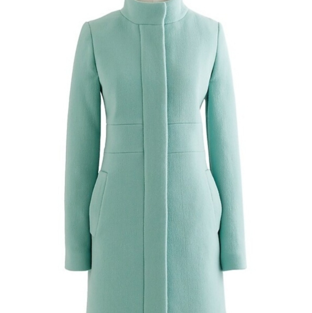 J Crew Double Cloth Funnel Size 4 Green Wool Coat